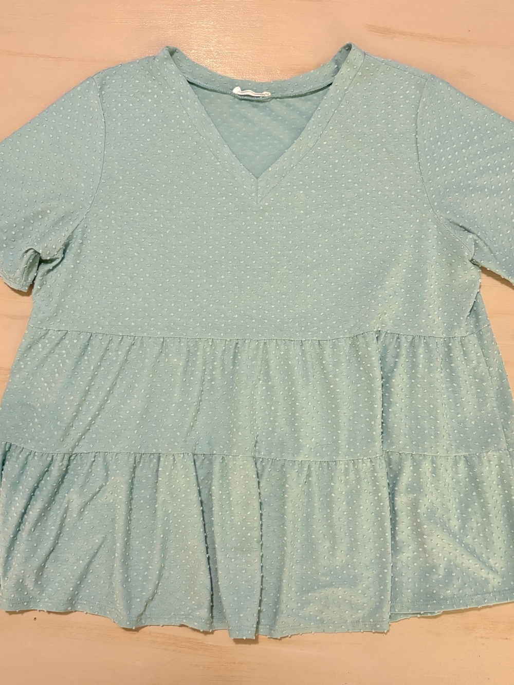 Chic Soul Light Aqua V-Neck Tiered Tunic Top